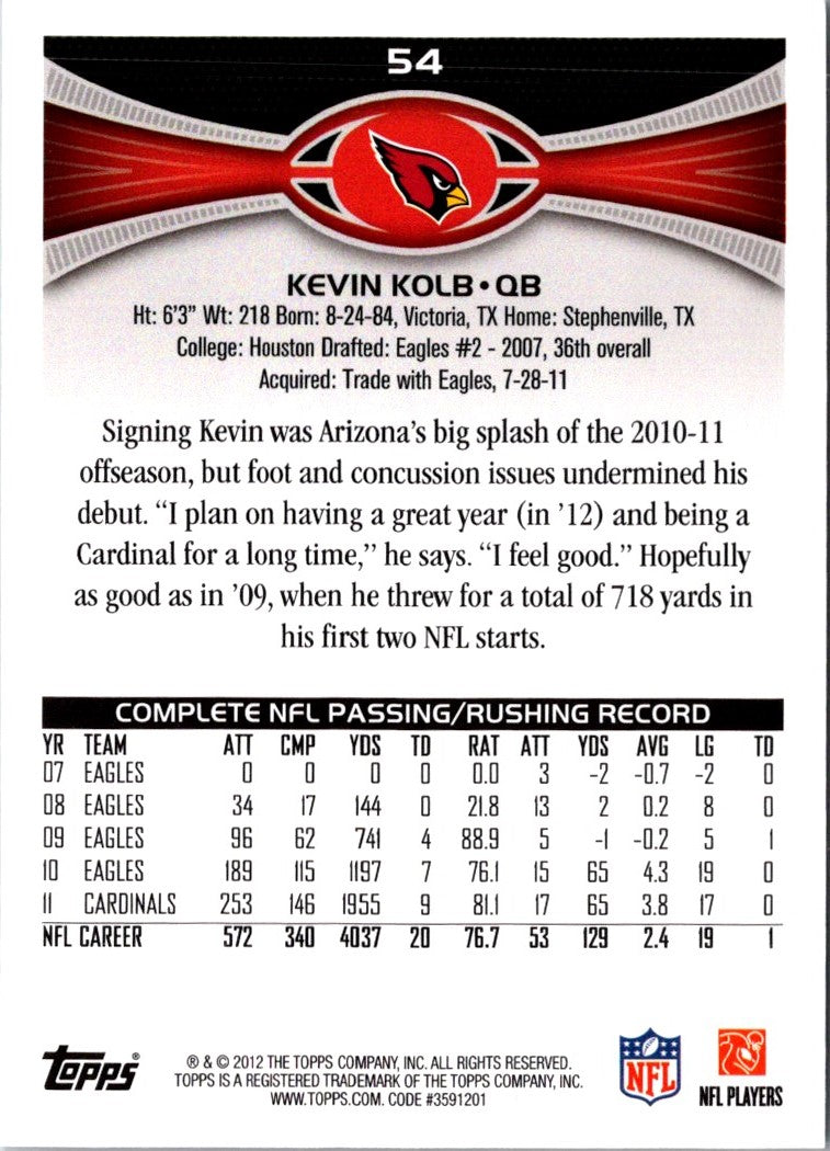2012 Topps Kevin Kolb