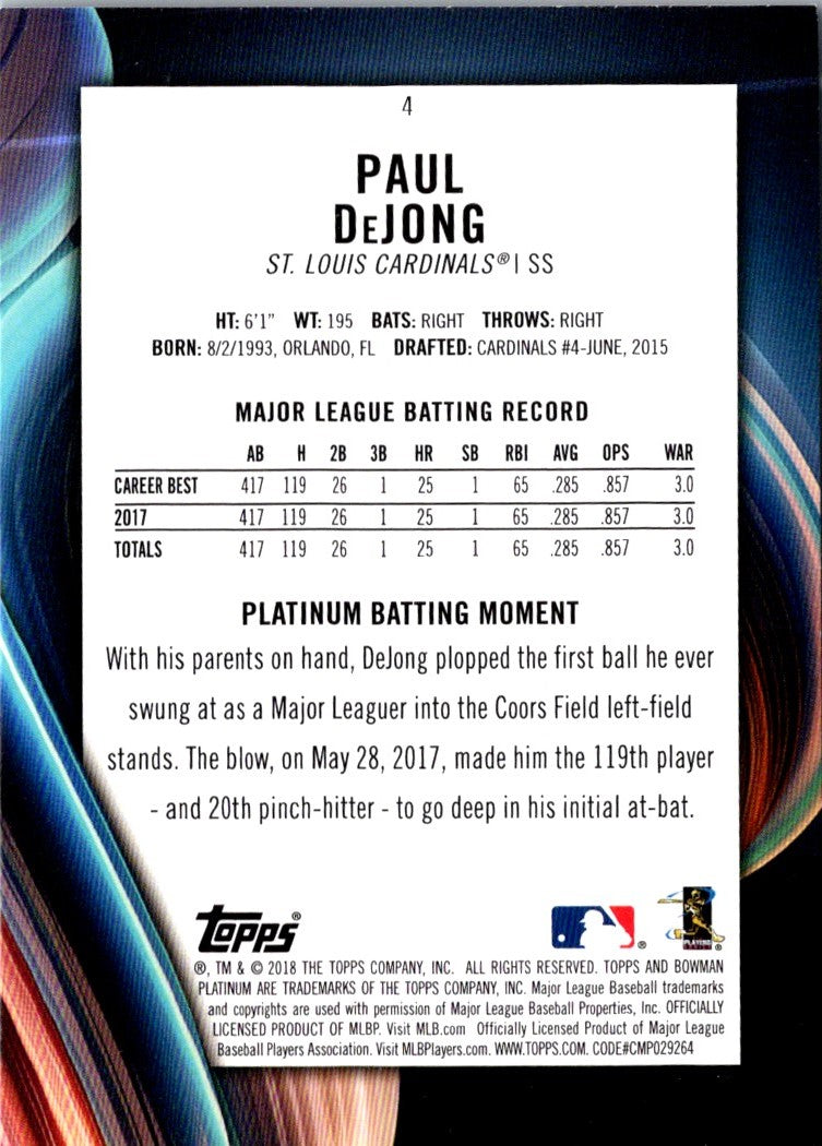 2018 Bowman Platinum Paul DeJong