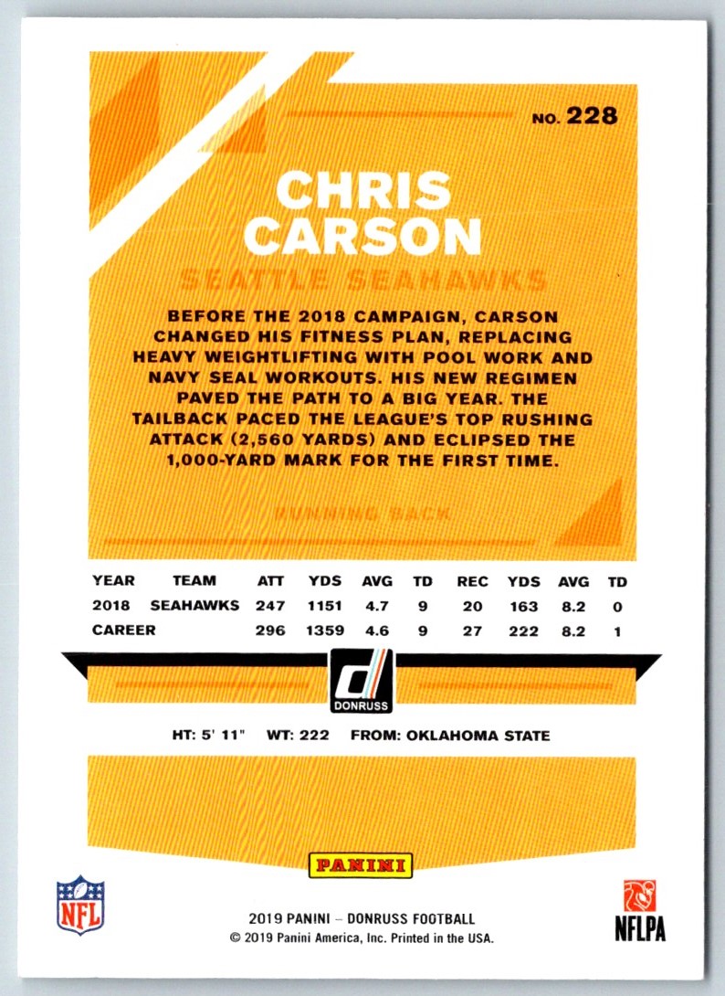 2019 Donruss Chris Carson