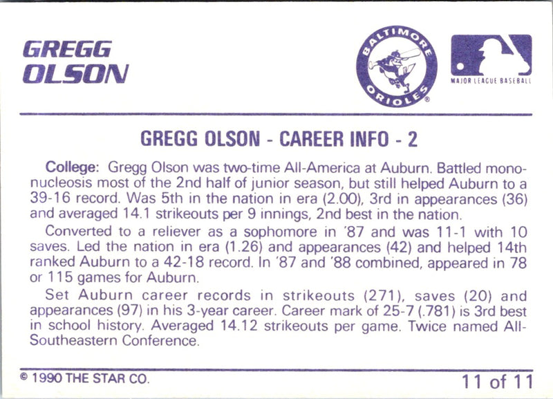1990 Star Gregg Olson