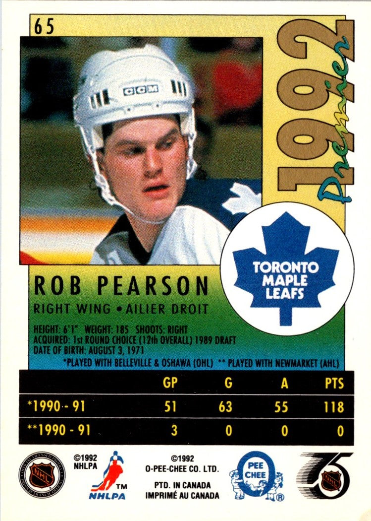 1991 O-Pee-Chee Premier Rob Pearson