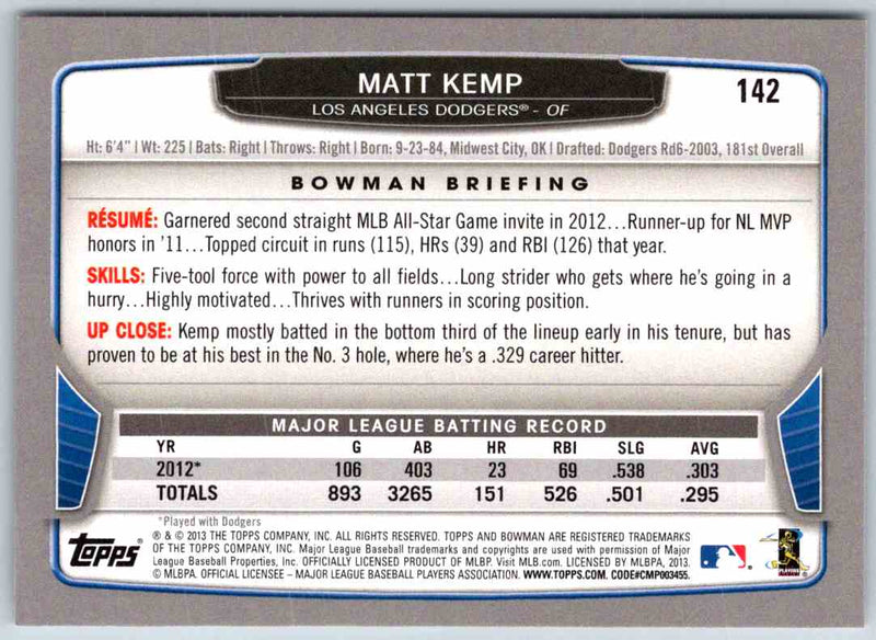 2014 Bowman Matt Kemp