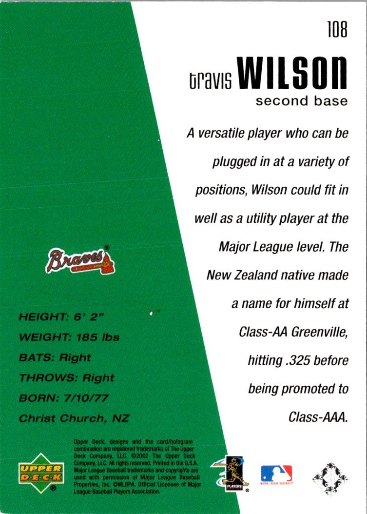 2002 Upper Deck Diamond Connection Travis Wilson