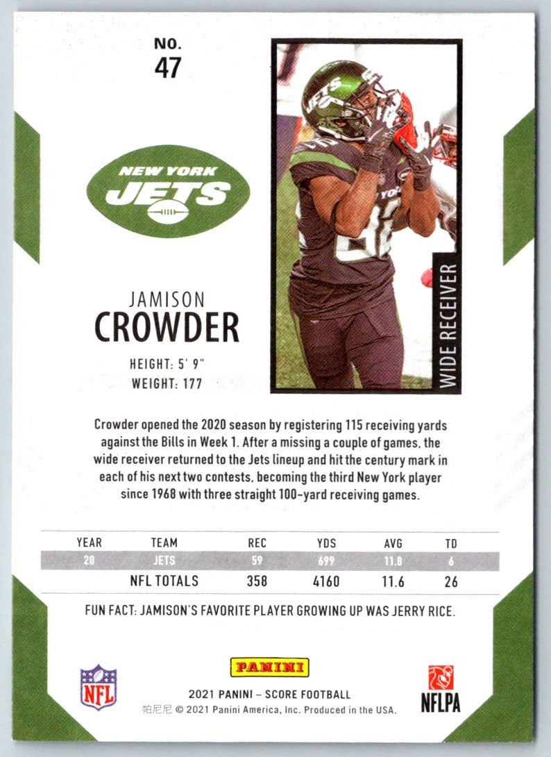 2021 Score Scorecard Jamison Crowder