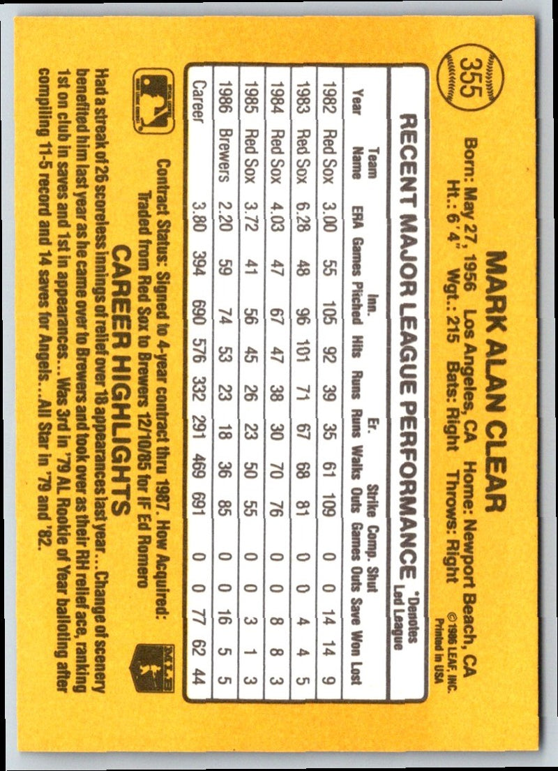 1986 Donruss Mark Clear