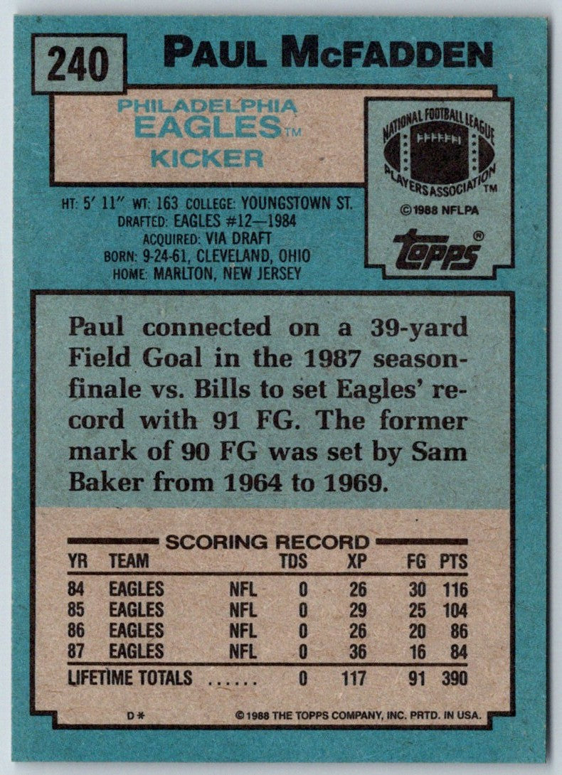 1988 Topps Paul McFadden