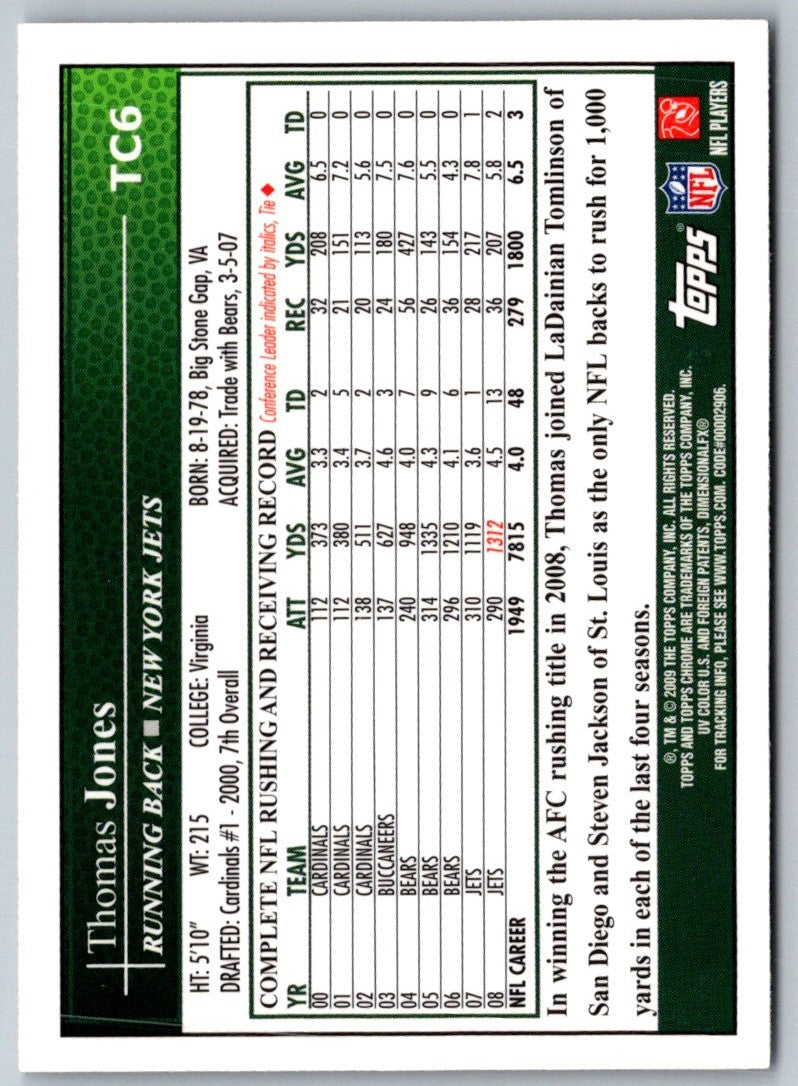 2009 Playoff Prestige League Leaders DeAngelo Williams/Michael Turner/Brandon Jacobs/Thomas Jones