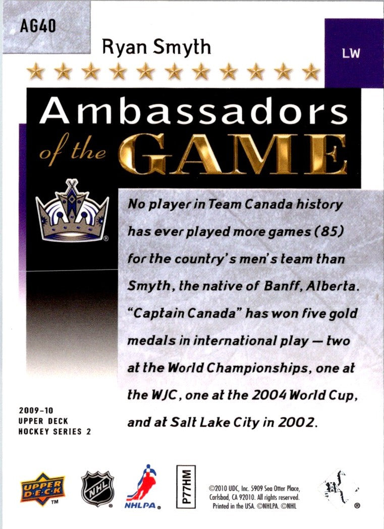 2009 Upper Deck Ambassadors of the Game Ryan Smyth