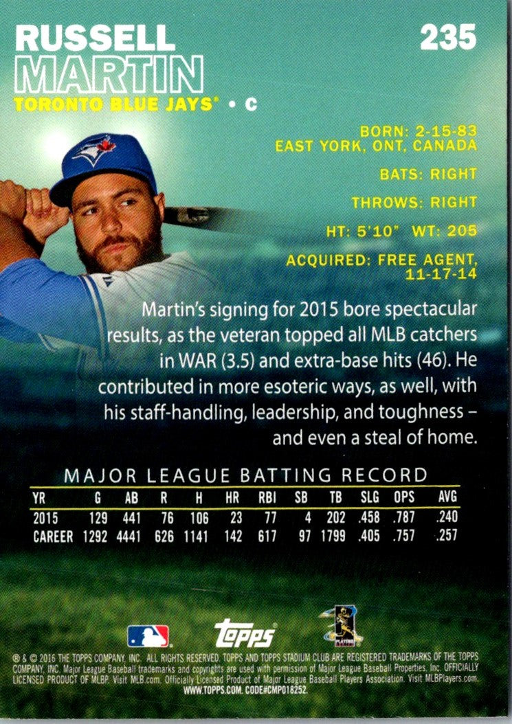 2016 Stadium Club Russell Martin