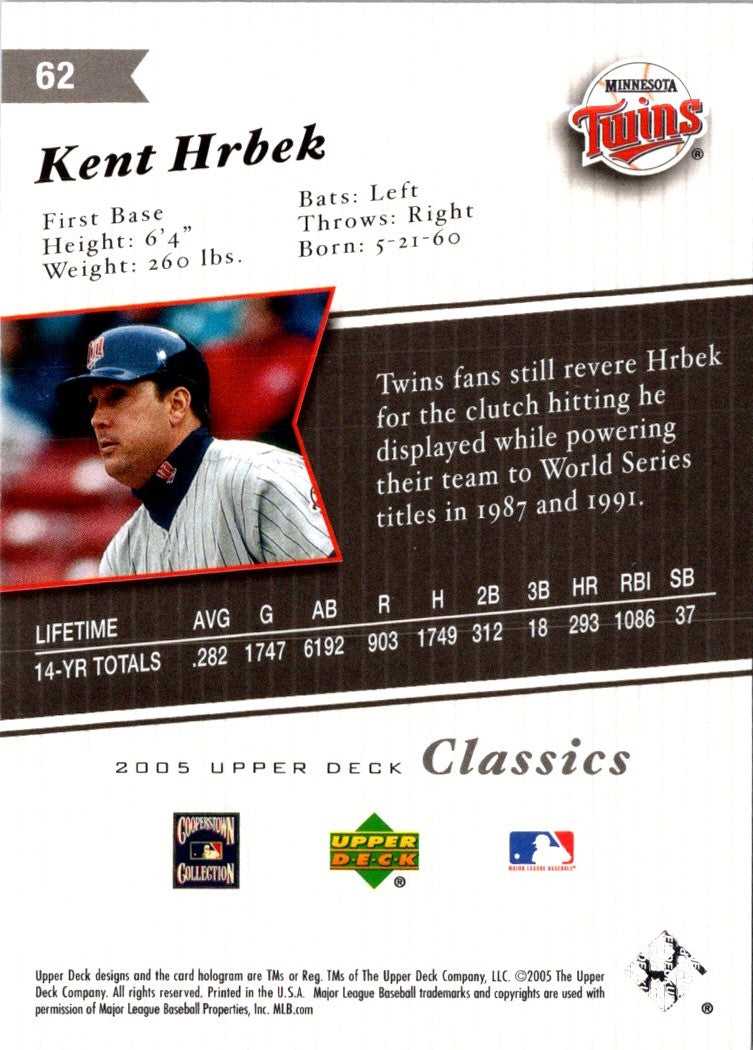 2005 Upper Deck Classics Kent Hrbek