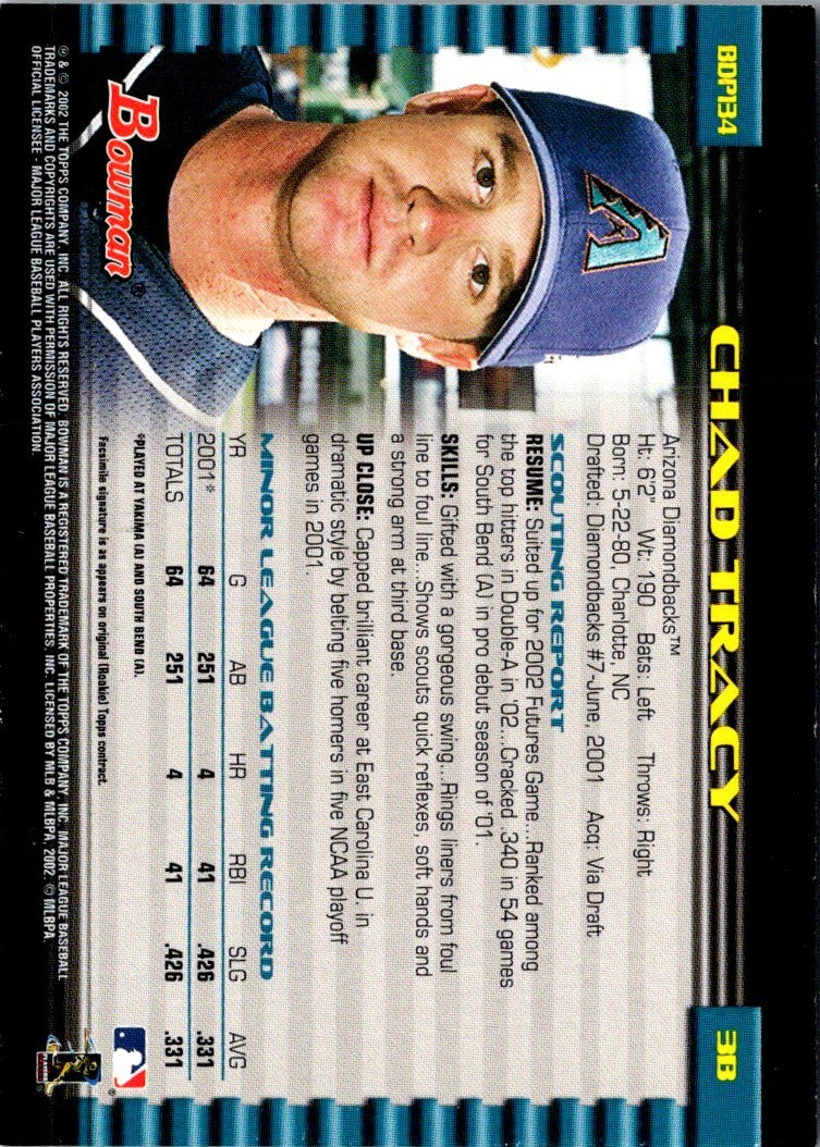 2002 Bowman Draft Picks & Prospects Chad Tracy