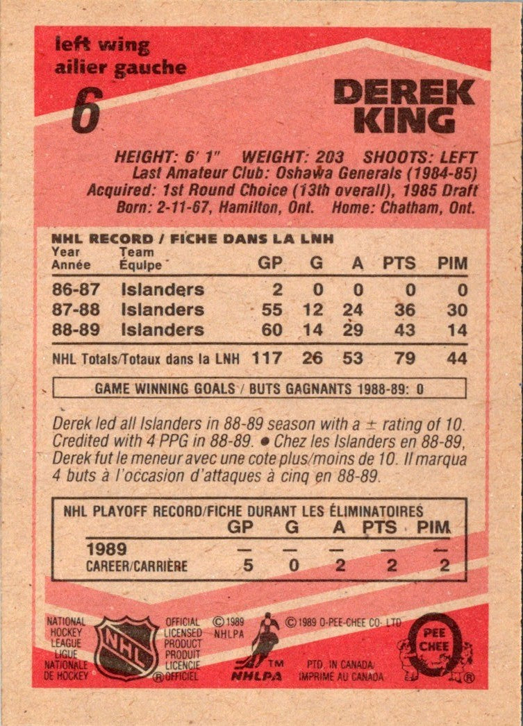 1989 O-Pee-Chee Derek King