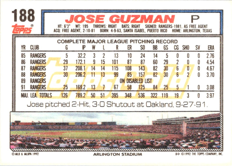 1992 Topps Jose Guzman