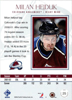2002 Pacific Private Stock Reserve Blue Milan Hejduk #25 /499