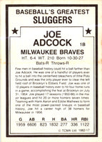 1982 TCMA Baseball's Greatest Sluggers Joe Adcock #17