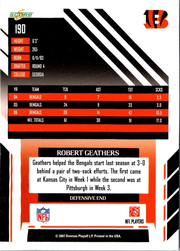 2007 Score Select Robert Geathers