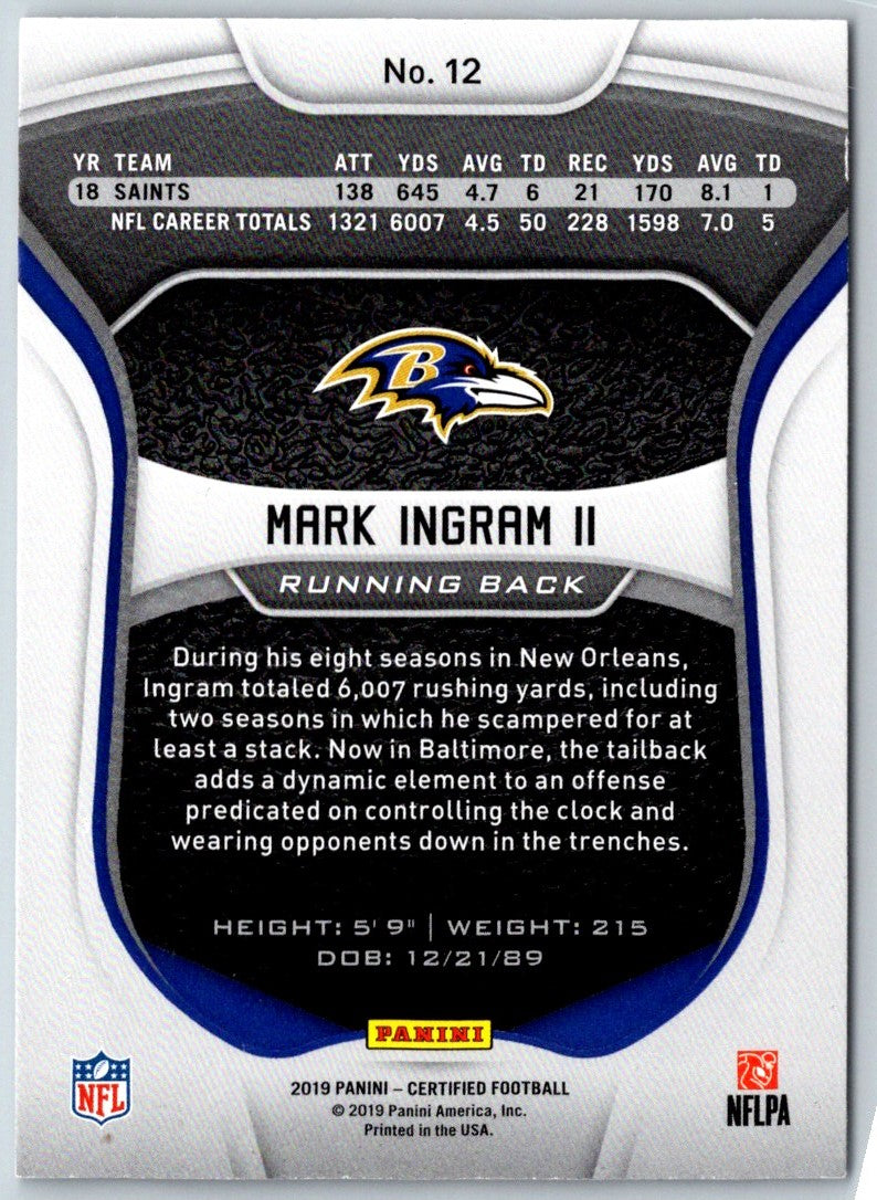 2019 Panini Certified Mark Ingram II