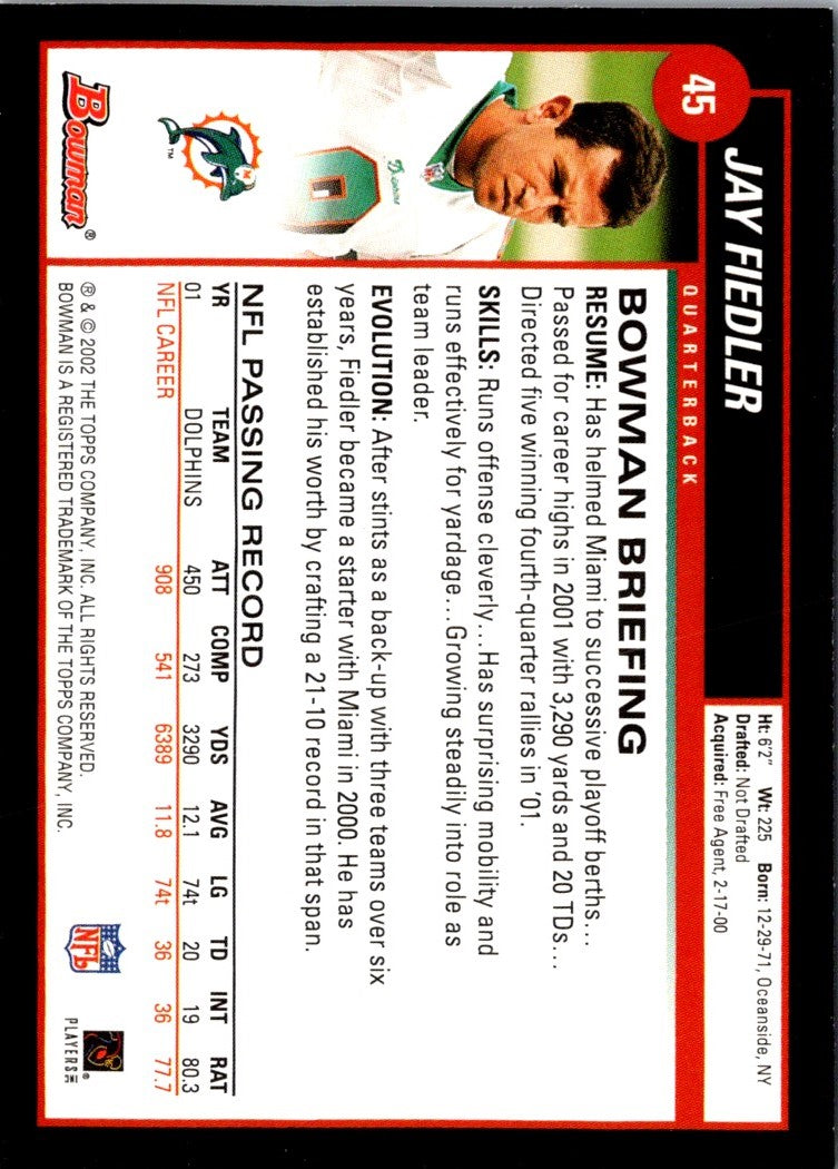 2002 Bowman Jay Fiedler