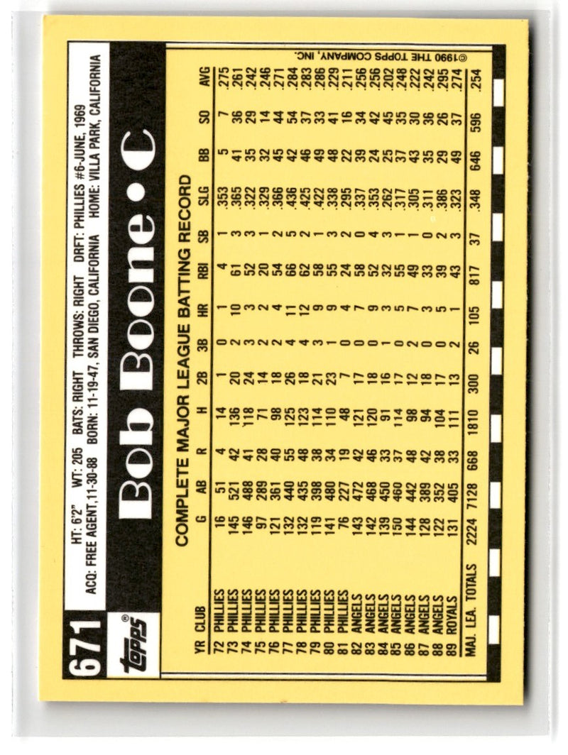 1990 Topps Tiffany Bob Boone