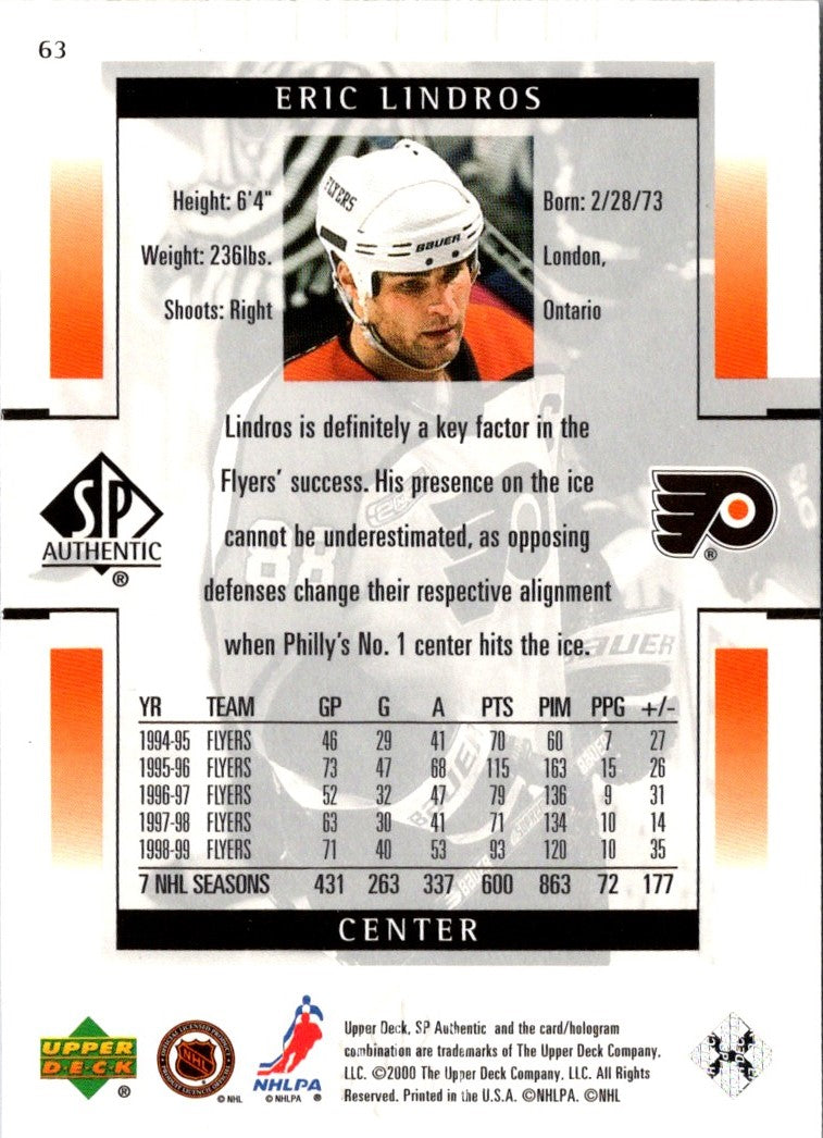 1999 SP Authentic Eric Lindros