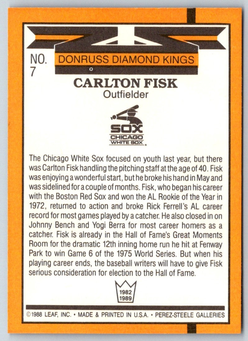 1989 Donruss Diamond  Kings Carlton Fisk