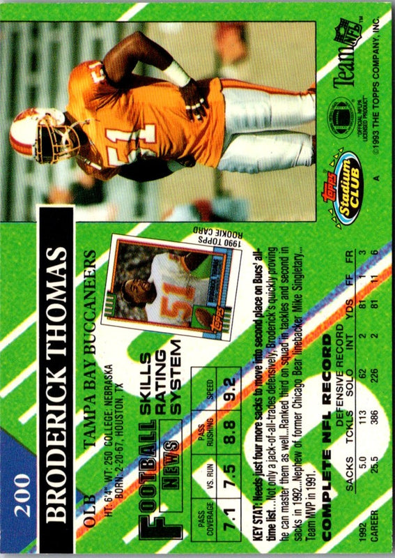1993 Stadium Club Super Teams Bowl Broderick Thomas #200