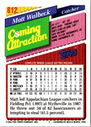 1993 Topps Matt Walbeck
