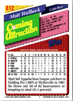 1993 Topps Matt Walbeck #812 Rookie