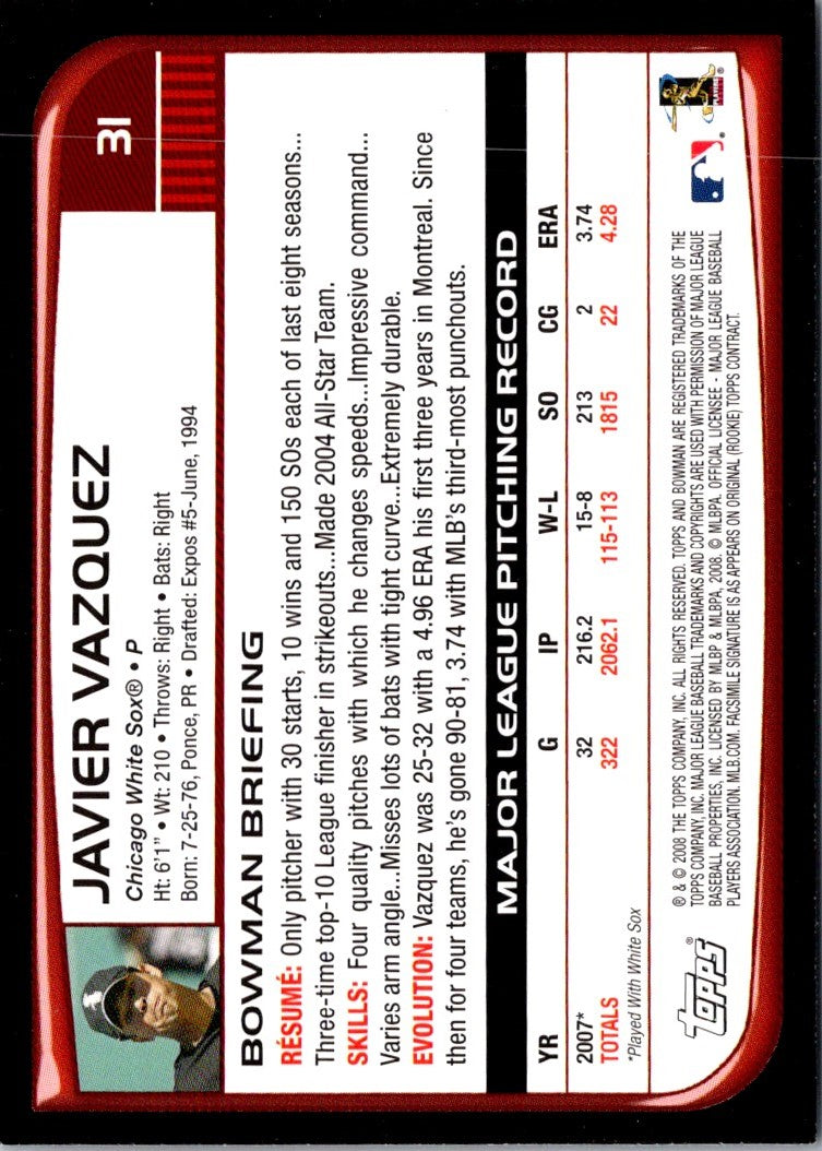 2007 Bowman Javier Vazquez