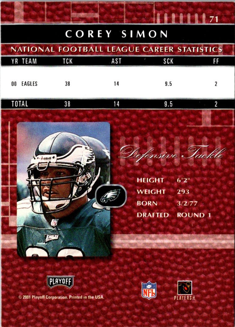 2001 Playoff Absolute Memorabilia Corey Simon