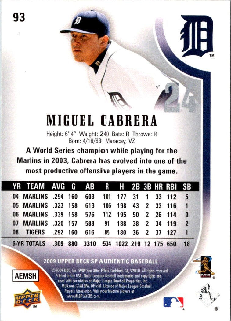 2009 SP Authentic Miguel Cabrera