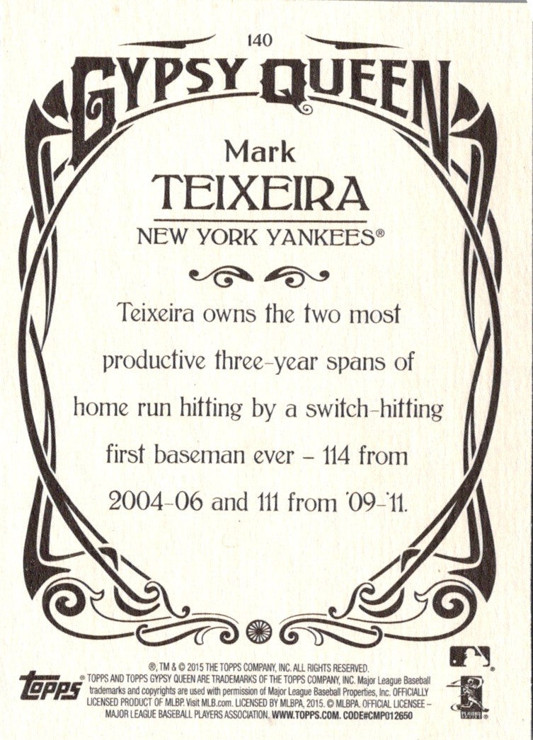 2015 Topps Gypsy Queen Mark Teixeira