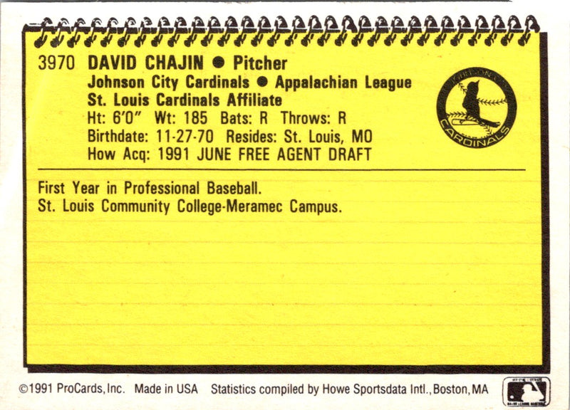 1991 ProCards David Chasin