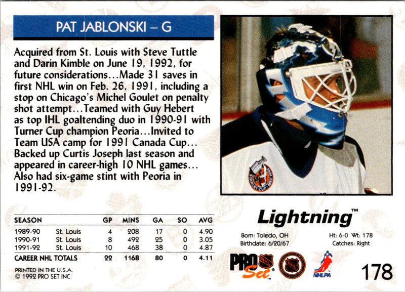 1992 Pro Set Pat Jablonski