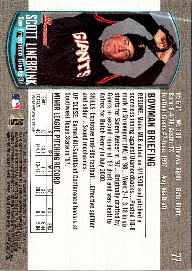 2000 Bowman Draft Picks & Prospects Scott Linebrink