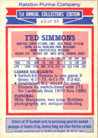 1984 Topps Ralston Purina Ted Simmons #3
