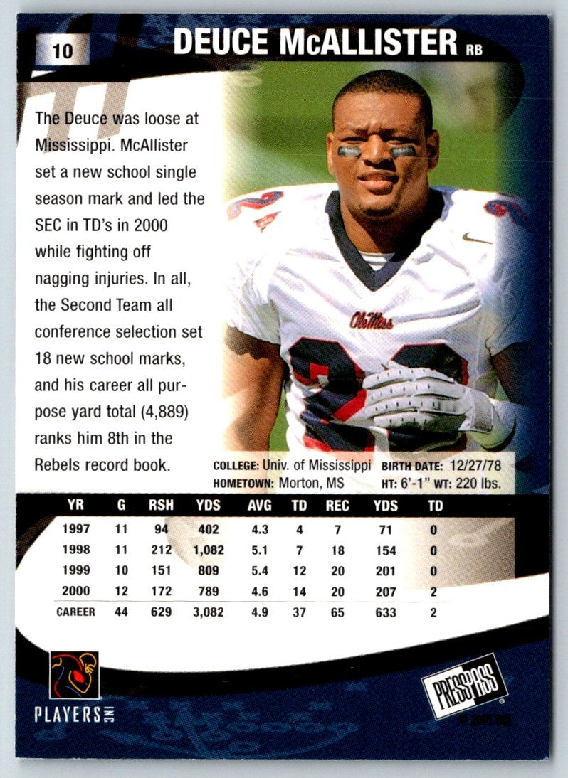 2001 Press Pass Deuce McAllister