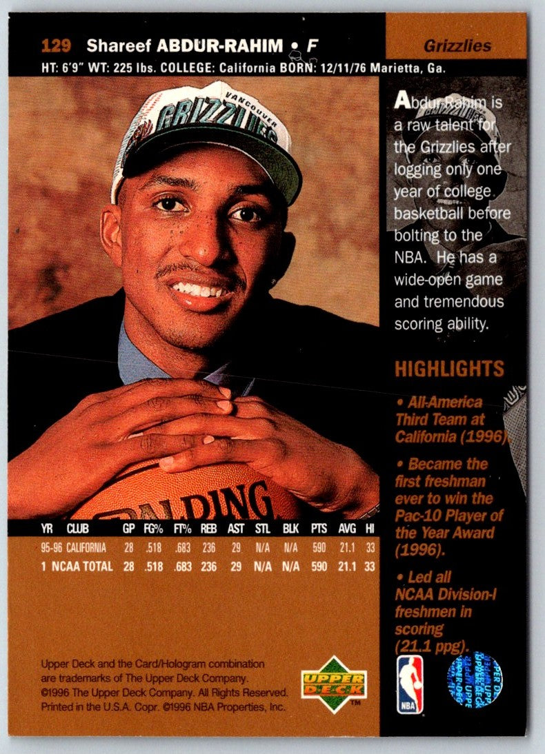 1996 Upper Deck Shareef Abdur-Rahim