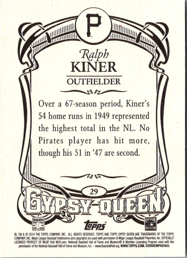 2014 Topps Gypsy Queen Ralph Kiner