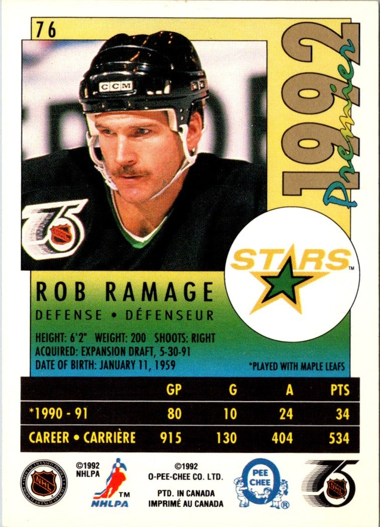 1991 O-Pee-Chee Premier Rob Ramage