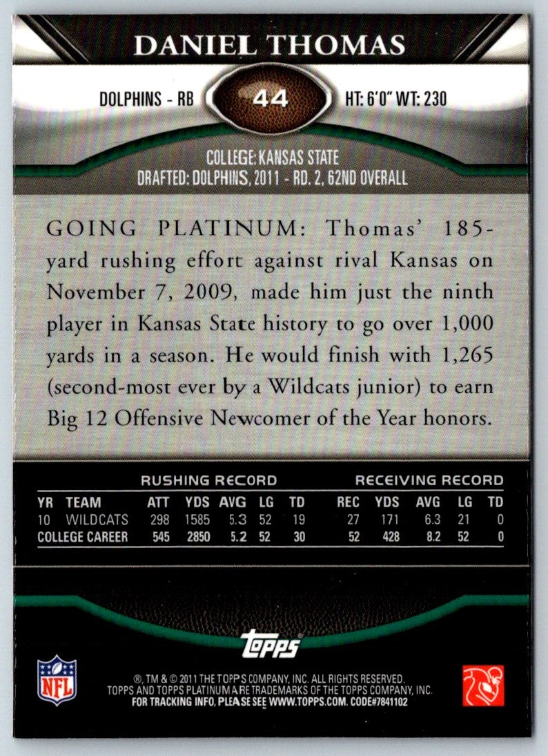 2011 Topps Platinum Daniel Thomas