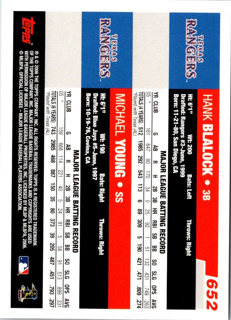 2006 Topps Lone Star Sluggers (Hank Blalock/Michael Young)