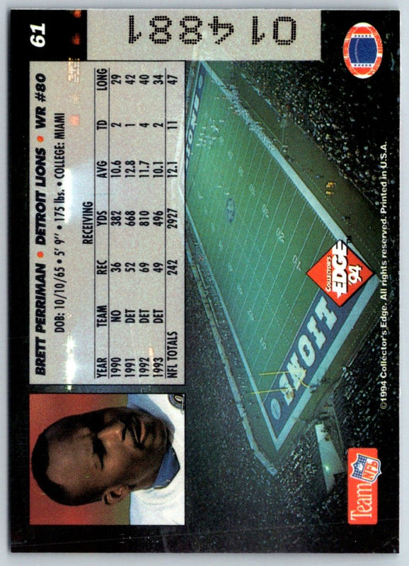 1993 McDonald's GameDay Detroit Lions Brett Perriman #9
