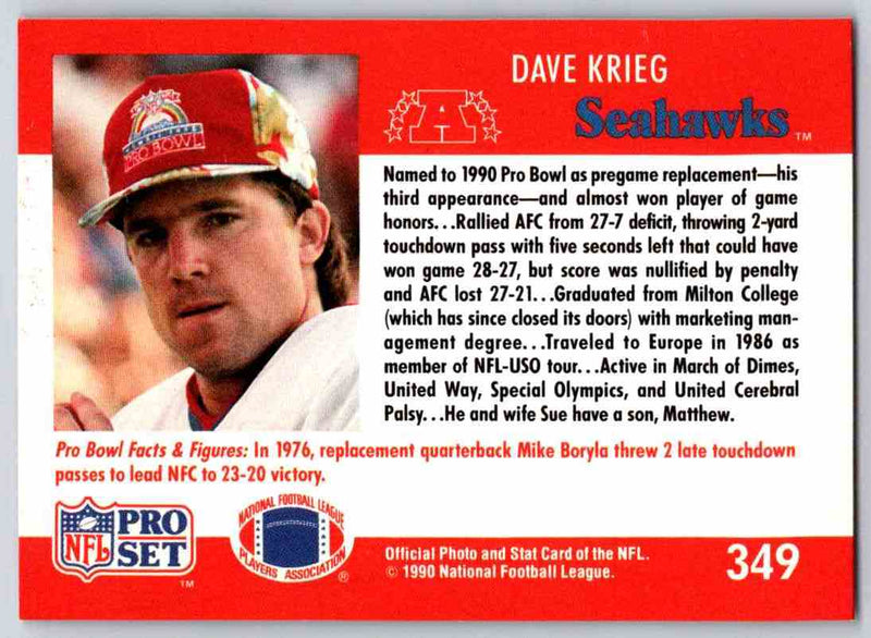 1990 Pro Set Dave Krieg