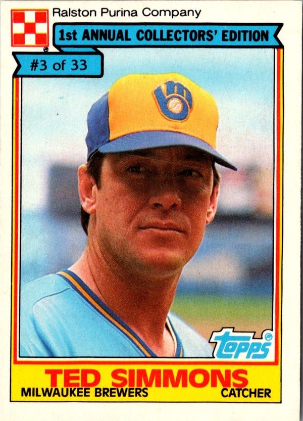 1984 Topps Ralston Purina Ted Simmons #3