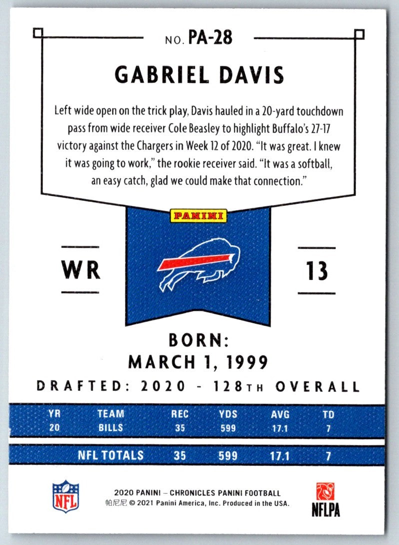 2020 Panini Chronicles Gabriel Davis