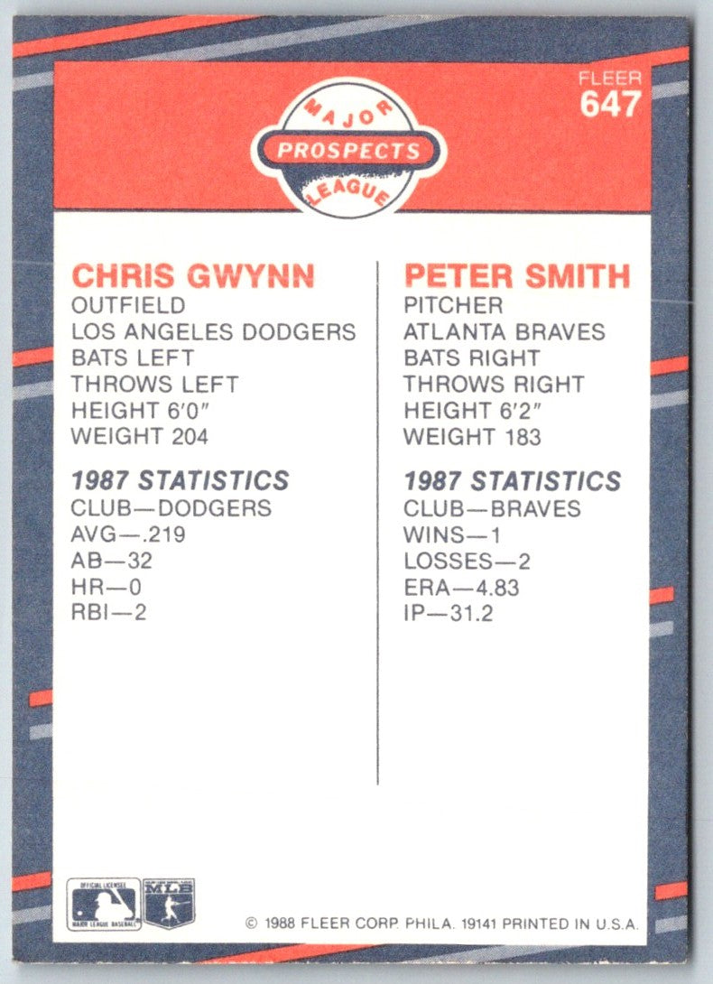 1988 Fleer Chris Gwynn/Peter Smith