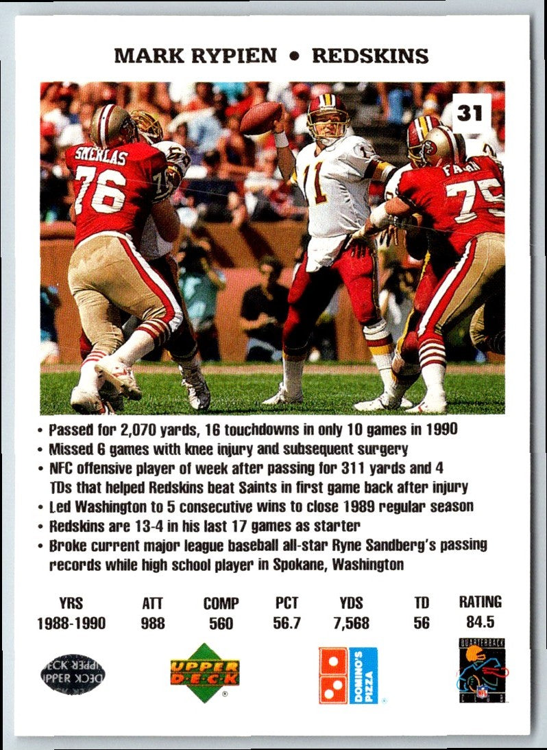 1991 Domino's The Quarterbacks Mark Rypien