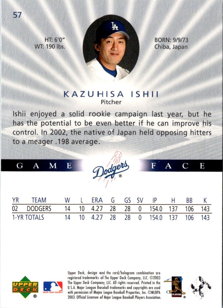 2003 Upper Deck Game Face Kazuhisa Ishii