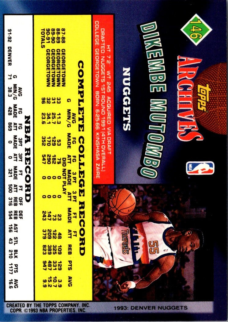 1992 Topps Archives Dikembe Mutombo